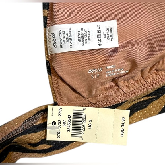 NWT Aerie Brown Tan Black Zebra‎ Print Triangle Bikini Swim Top Size Small - Picture 3 of 3